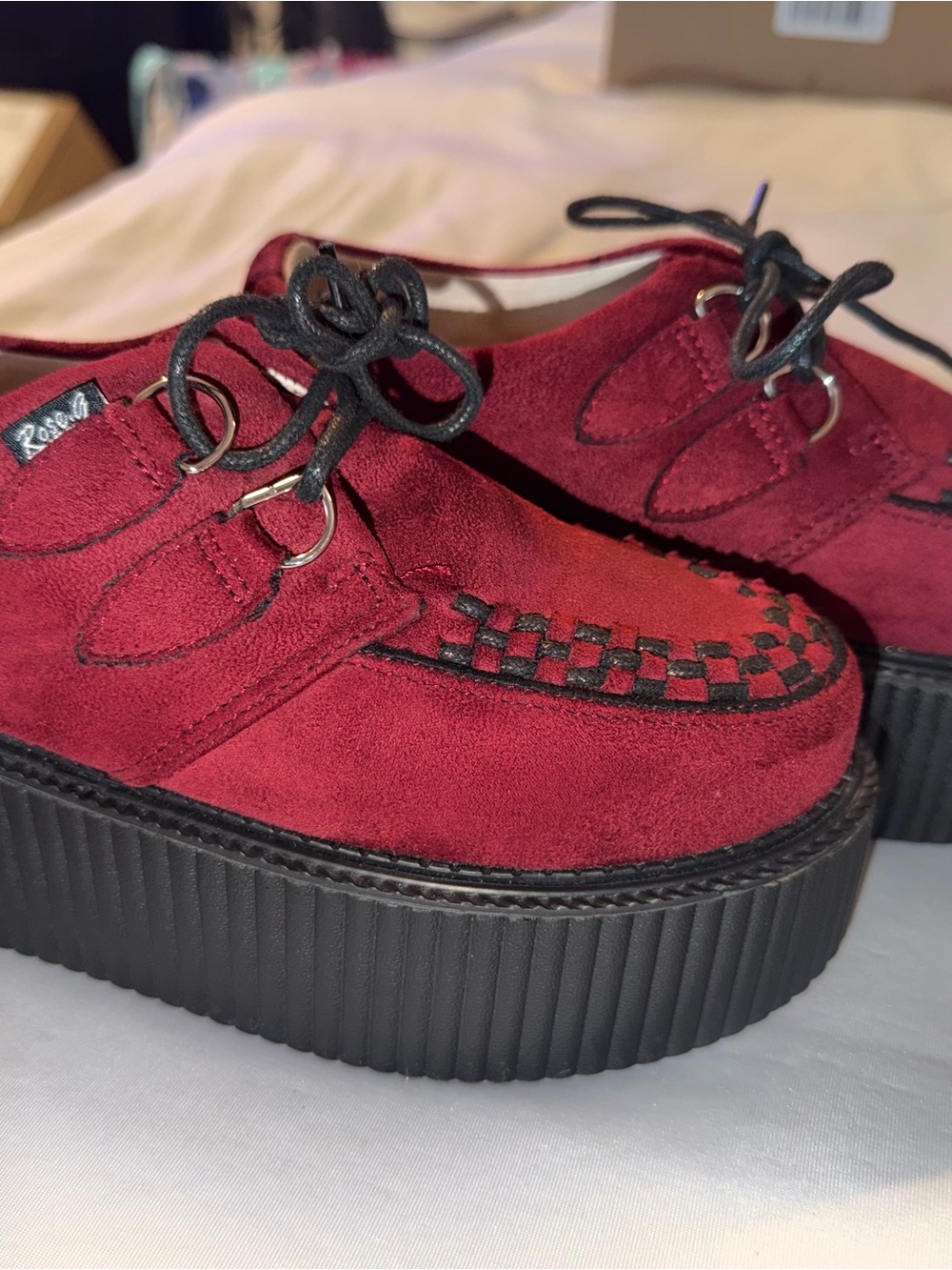 Rosebud Burgundy Suede Platform Creeper Shoes